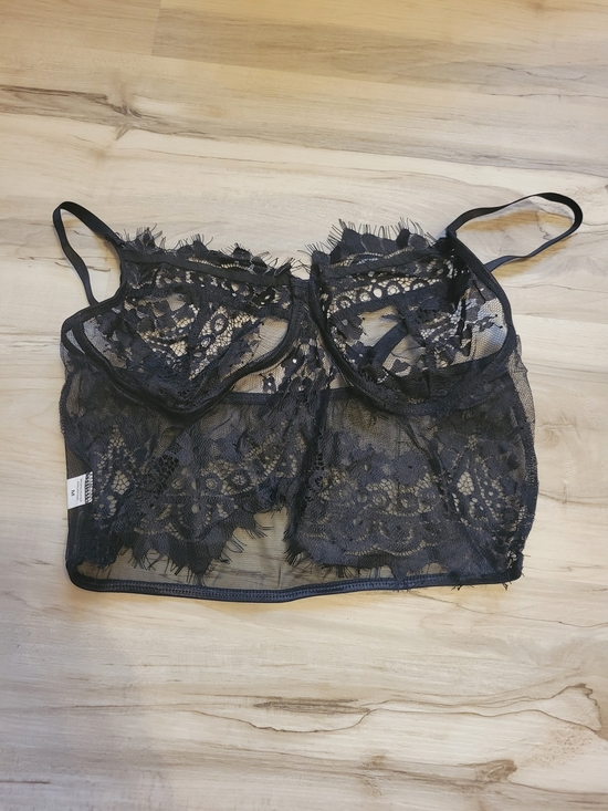SHEIN Other - Sheer Black Lace Longline Bralette with Lace Panty